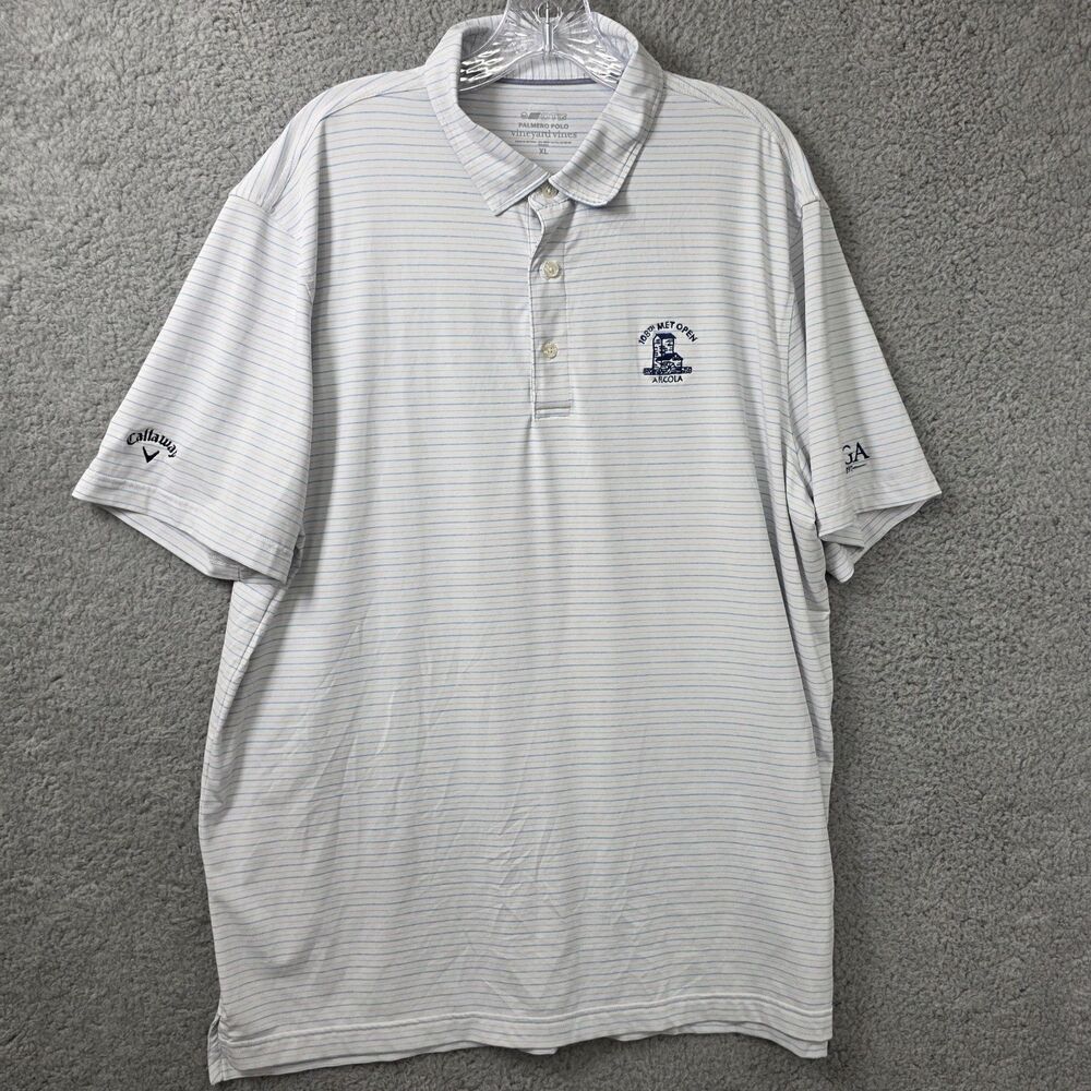 Vineyard Vines Men's Palmero Polo White Blue Stripes Size XL On-The-Go Golf